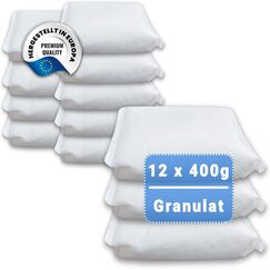 12 x Granulat 400 Gramm (4E) Raumentfeuchter Granulat Luftentfeuchter reduziert Schimmel & Gerüche nachfüllbar Feuchtigkeitskiller
