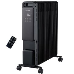 KLAMER &Ouml;lradiator 2500 W, Elektroheizung energiesparend, 13 Rippen, 3 Heizstufen mit Eco-Modus, 24h Timer, Thermostat, &Uuml;berhitzungs- & Kippschutz, mit Fernbedienung, f&uuml;r Innenr&auml;ume, schwarz