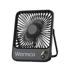 Warmco 10000mAh Tragbarer Ventilator 21 cm Hoch, Max 24h Laufzeit, Ultra-d&uuml;nn Leise Akku Tischventilator mit Digitalanzeige f&uuml;r Camping, B&uuml;ro, Schlafzimmer, Reisen