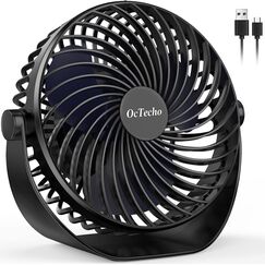 OcTecho USB Ventilator, Mini Ventilator Leise, Tischventilator mit starkem Luftstrom, 5 Geschwindigkeiten, 360&deg; Drehung, Tragbarer Klein Tischventilator f&uuml;r B&uuml;ro, Zuhause und Outdoor (Keine Batterien)