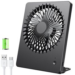 TriPole Tischventilator Leise, 2000mAh Ladef&auml;hige USB Ventilatoren Ausf&uuml;hren Bis zu 4-16 Std, 3 Geschwindigkeiten Tragbarer Akkul&uuml;fter-30dB, 180&deg;Einstellbar, f&uuml;r B&uuml;ro, Bibliothek, Reise-Schwarz
