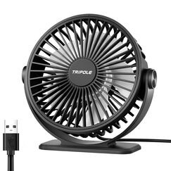 TriPole Ventilator Leiser, Mini Ventilator mit 3 Geschwindigkeiten, USB Tischventilator Leistungsstarker Tragbarer mit 360&deg; Neigung, Fan klein f&uuml;r Einsatz B&uuml;ro, Schlafzimmer, Reisen