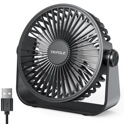 TriPole USB-Schreibtischventilator, 3 Geschwindigkeiten, verstellbar, starker Wind, Tischventilator, 360&deg; Kopf drehbar, 1,5 m Kabel, pers&ouml;nlicher Desktop-Ventilator, 11,4 cm, tragbarer Mini-Ventilator