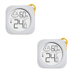 2 Stück - OPPERD Hygrometer & Raumthermometer - Kleiner Digitaler Luftfeuchtigkeitsmesser mit Präzisem Thermometer innen, Praktischer Feuchtigkeitsmesser für Schlafzimmer, Kinderzimmer, Wohnzimmer