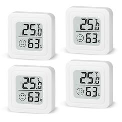 4 St&uuml;ck luftfeuchtigkeitsmesser Thermometer Innen Digitales Mini Thermo Hygrometer LCD Indoor Thermometer Innen f&uuml;r Babyzimmer Wohnzimmer B&uuml;ro Gew&auml;chshaus (Wei&szlig;)