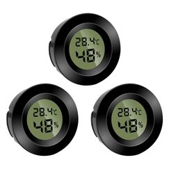 3 St&uuml;ck Mini Digital Hygrometer Thermometer Rund Luftfeuchtigkeitsmessger&auml;t Temperatur Feuchtemessger&auml;t Fahrenheit (℉) or Celsius(℃) f&uuml;r Innenraum B&uuml;ro Wohnzimmer (Batterien Enthalten) (3)