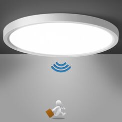 Lampe Deckenlampe mit Bewegungsmelder Innen, 18W LED Deckenleuchte Radar Bewegungssensor, 4000K Ultraslim Wandleuchte, Rund Sensor Licht f&uuml;r Flur Treppe K&uuml;che Balkon Abstellraum Keller 23&times;2,4cm
