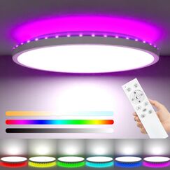 zemty LED Deckenleuchte Dimmbar 30CM, 24W 3200LM RGB Deckenlampe Farbwechsel, 3000K-6500K Badezimmer Lampe IP54 Wasserfest, Flach Badlampe Decke f&uuml;r Bad Kinderzimmer Schlafzimmer Wohnzimmer