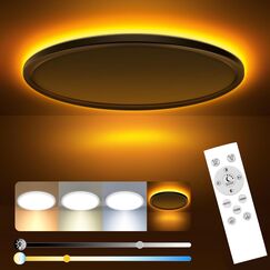 slochi LED Deckenleuchte, 24W Deckenlampe Flach Dimmbar mit Fernbedienung, 1800K Nachtlicht Warm, 3000K-6500K, Ultra D&uuml;nn Schlafzimmer Lampe f&uuml;r Schlafzimme Wohnzimmer Kinderzimmer-Rund Weiss
