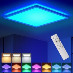BLNAN RGB LED Deckenleuchte Dimmbar mit Fernbedienung, 24W Deckenlampe Panel mit Farbwechsel,3000K-6500K 2400lm Modern Quadrat Lampe f&uuml;r Wohnzimmer Schlafzimmer Kinderzimmer, Wei&szlig;,30x2.5cm