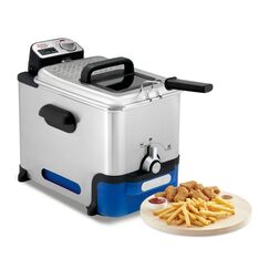 Tefal Oleoclean Pro Fritteuse 3,5L für knusprige Pommes, 2300W Edelstahl Friteuse mit Öl-Filterung, Herausnehmbarer Ölbehälter 1,2kg, Timer & Thermostat, Spülmaschinenfest, Schwarz/Edelstahl