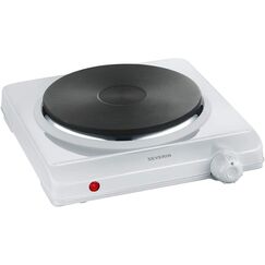 Severin Kochplatte für Küche, Büro oder Camping, kleine Herdplatte mit stufenloser Temperatureinstellung, Campingkocher für einen Topf, weiß, single, 1.500 W, KP 1091
