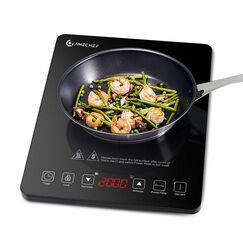 AMZCHEF Induktionskochplatte,2000W Einzelinduktionskochfeld mit schlankem Design, 20 Leistungsstufen,20 Temperatureinstellungen, Sicherheitsverriegelung,3-Stunden-Timer, Schwarz