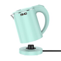 Reisewasserkocher 500ML Wasserkocher Klein, Edelstahl-Teekanne, Sockel mit Aufbewahrungsfunktion für das Netzkabel, Mini Camping Wasserkocher mit 600W für Reisen Camping Wohnwagen oder Unterwegs(Grün)