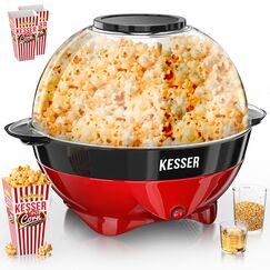 KESSER® Popcornmaschine Groß 800W | Popcorn-Maker 5,5l Inhalt mit Antihaftbeschichtung Deckel & Servierschale | für Öl Butter Zucker Stille & Schnelle inkl. Mess-&Popcornbecher abnehmbarer Heizfläche