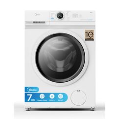Midea MF10EW70B Waschmaschine / 7kg / 1400 U/Min/EEK A/Inverter Quattro Motor/Dampffunktion/Grosse Trommel/Nachlegefunktion/Kindersicherung/AquaStop, Wei&szlig;