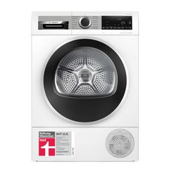 Bosch WQG235D00, Stiftung Warentest GUT (2,2)*, Serie 6, W&auml;rmepumpentrockner 8 kg, Schneller getrocknete W&auml;sche, Auto Dry, Option Halbe Beladung, Sensitive Drying-System, Selbstreinigender Kondensator