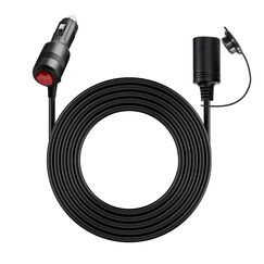 12V Verlängerungskabel 5 m – geschalteter Zigarettenanzünder-Stecker & Buchse mit Sicherung, KFZ 12/24V, Auto-Steckdose für Kühlbox, Camping, 12V Kabel 20AWG
