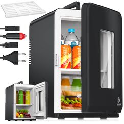 KESSER&reg; 2in1 Mini K&uuml;hlschrank K&uuml;hlbox 15 Liter K&uuml;hl und Heizfunktion Tragbarer AC DC 220-240V/12V Steckdose und Zigarettenanz&uuml;nder Warmhaltebox Thermobox Auto B&uuml;ros Zimmer Camping Garten Schwarz