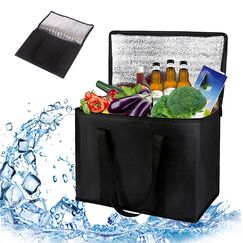 K&uuml;hltasche Gro&szlig; Faltbar,35L Thermotasche Picknicktasche K&uuml;hltasche Gross Auto Eistasche,Lunch Tasche,K&uuml;hlbox f&uuml;r Picknick (schwarz)