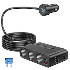 Gerbala 7 IN1 Zigarettenanz&uuml;nder Verteiler, 127W USB C Steckdose PD und QC 3.0 KFZ Ladeger&auml;t, mit Schalter LED Volteter f&uuml;r K&uuml;hlbox, Sitzheizung, GPS, Kamera, Navi, f&uuml;r 12V-24V Fahrzeuge Wohnmobil
