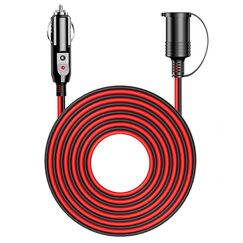 KFZ Verl&auml;ngerungskabel 12V,5M Zigarettenanz&uuml;nder Verl&auml;ngerungskabel,Sicherung f&uuml;r 12V/24V, Zigarettenanz&uuml;nder Buchse Stecker f&uuml;r Camping K&uuml;hlbox auto (5m Rot und Schwarz)