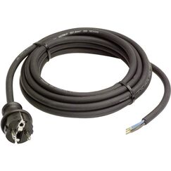 as - Schwabe Gummi-Anschlussleitung, 4,5 m H07RN-F 3G1,5 Verbindungskabel, Schutzkontaktstecker mit Leitung, Strom-Kabel mit Aderendhülsen, 230V, 16A, IP44, Schwarz, 60379