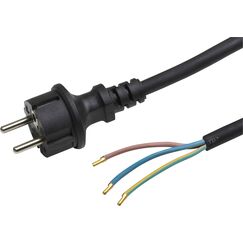 Meister Schutzkontakt-Zuleitung - 5 Meter - schwarz - Gummischlauchleitung H05RR-F3G1,5 - 3 Adern - IP20, Anschlussleitung mit Schuko-Stecker, Anschlusskabel, Installationsmaterial, 7434520