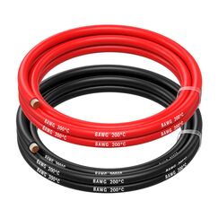MMOBIEL Batterie-elektrokabel, AWG 8, 10 mm&sup2;, rot und schwarz, 1,5 m / 5 ft, silikonkabel mit 1.650 verzinnten kupferadern als Litze f&uuml;r RC-Flugzeuge, Lastwagen, Auto, batterieklemmenkabel