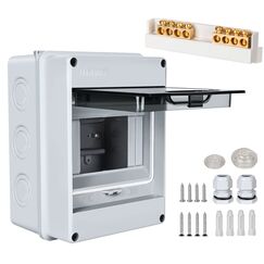 Sicherungskasten Aufputz, Verteilerkasten Aufputz Unterverteilung IP65 mit 1 Reihig 5 Module, Messingklemmen, Verteiler Kleinverteiler Aufputz f&uuml;r Feuchtraum, G&auml;rten, Au&szlig;enbereich, Villen, Lades&auml;ulen