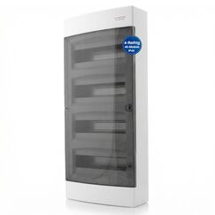 Intratec Sicherungskasten Aufputz 4 reihig – IP40 Verteilerkasten Aufputz Gehäuse für 48 Module mit transparenter Tür für einfache Installation Zuhause & Gewerbe – 653 x 287 x 102 mm