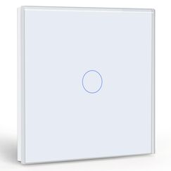 BSEED Touch Lichtschalter 1 Fach 1 Weg Wandschalter Unterputz Schalter mit Glasrahmen 86mm Lichtschalter Weiß 500W(Nicht Smart Schalter)