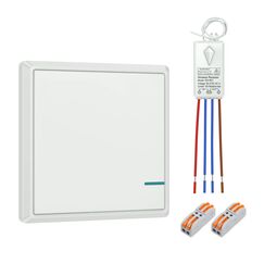230V Lichtschalter Set, Thinkbee An Aus Schalter Wireless Drahtlose Elektrische Schalter mit Empfänger, 433MHz RF Funkschalter 500M Reichweite, Wireless Lighting Switch for Fixtures 80~275V 10A 1000W