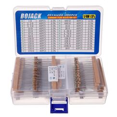 BOJACK Widerst&auml;nde Sortiment Kit 1 Ohm - 1M Ohm 1/4W Carbon Film Widerstand Resistor Kit (25 Werte 1000 St&uuml;ck)