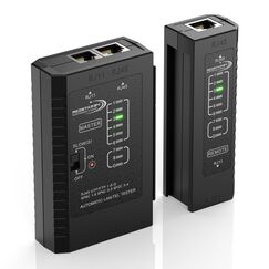 RedStar24 Netzwerktester - Lan Kabeltester mit RJ11, RJ12, RJ45 f&uuml;r Patchkabel - Pr&uuml;f-LEDs zum pr&auml;zisen Testen und &Uuml;berpr&uuml;fen von LAN und Netzwerkkabel - Ideal f&uuml;r Patchkabel- und Leitungstests