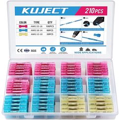 Kuject Sto&szlig;verbinder 210stk Kabelverbinder, Quetschverbinder Wasserdicht Schrumpfverbinder Set 10-22 AWG Stossverbinder