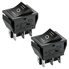 Heschen Kippschalter Ein-Aus-Ein, DPDT, 6 Endpunkte, 16 A 250 VAC, Schwarz, 2 Stück