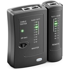 deleyCON Netzwerk Kabeltester RJ11 RJ12 RJ45 ISDN LAN Netzwerkkabel Patchkabel CAT6 CAT7 CAT8 Kabel Tester Leitungstester Kabelpr&uuml;fer - Schwarz