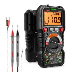 KAIWEETS Digital Multimeter mit LED-Buchsen, Strommessger&auml;t True RMS Auto-Range 6000 Z&auml;hler, misst Spannung,Kapazit&auml;t, Temperatur, Widerstand f&uuml;r Elektriker