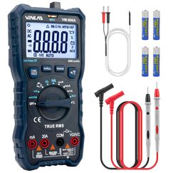 Multimeter mit 6000 Z&auml;hlungen, True RMS Auto-Ranging Digital,VENLAB Strommessger&auml;t Voltmeter, Misst genau Spannung Strom Widerstand Diode Durchgang, Mit LCD-Anzeige und faltbar St&auml;nder.