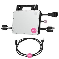 Hoymiles HMS-800W-2T Mikro-Wechselrichter mit integrierter WiFi DTU | inkl. 5m HMS Field Connector Kabel | bis zu 2 PV-Module | 800 Watt | VDE konform | f&uuml;r Balkonkraftwerke - at-Version