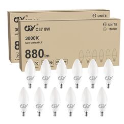 GY 12er E14 LED Ultrahelle Energiespar Gl&uuml;hbirne, 8W Gl&uuml;hbirne E14, Ersetzt 60W lampe, C37 LED Birne 880LM, 3000K Led Warmweiss, 280&deg; Abstrahlwinkel Energiesparlampe, Nicht Dimmbar
