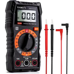 KAIWEETS Digital Multimeter KM100, Spannungsmesser f&uuml;r AC/DC Spannung, DC Strom, Durchgang, Widerstand, Diode (mit Messleitungen) Schwarz