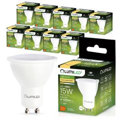 Lumiled LED GU10 Lampe 1.5W, 135lm Warmwei&szlig; 3000K, ersetzt 15W Halogen CRI > 80 Reflektor Spot 120&deg;, Nicht dimmbar 10er Pack Energiespar Leuchtmittel f&uuml;r Wohnzimmer K&uuml;che Flur Hotel B&uuml;ro