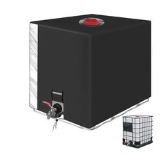 IBC Tank Abdeckung, Schwarz Abdeckplane für Wassertank 1000L, IBC Container Abdeckung 120 x100 x116 cm, Schutzplane Regenwassertank, mit Transparenter Folie für 1000 Liter wassertank