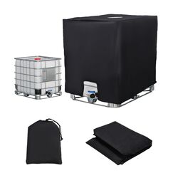 IBC Tank Abdeckung, Anti-UV Schutzhülle für Wassertank 1000L, Schutzabdeckung, Geeignet IBC-Tank zubehör, Schutzplane Regenwassertank Container Cover, 120 x100 x116 cm Schwarz