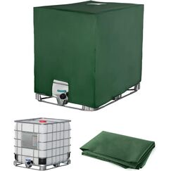 IBC Tank Abdeckung, Regentonne Zubehör für Wassertank 1000l, IBC Tank Container Cover, Anti-UV Schutzplane Regenwassertank Abdeckplane, IBC Abdeckung Deckel, 120 x100 x116 cm (Grün)