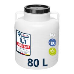 Garronda 80 Liter BPA-freies Fass und Futtertonne, Weithalsfass, Wassertank und Behälter mit Deckel für Sauerkraut sowie Surfass Pökelfass für Fleisch GD-0087, Weiß
