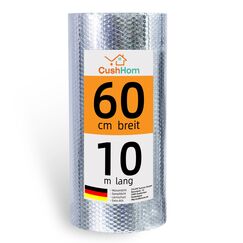 CCLIFE Isolierfolie Thermofolie Aluminisierte Dämmfolie Alu Luftpolsterfolie 5-6mm Heizkörper Reflexionsfolie für Dächer Fenster Rohre Böden,0.6x10m-6㎡