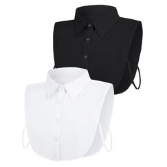 MELLIEX 2 Stück Blusenkragen Einsatz Damen, Klassischer Abnehmbarer Krageneinsatz, Eleganter Hemdkragen (Weiß,Schwarz)